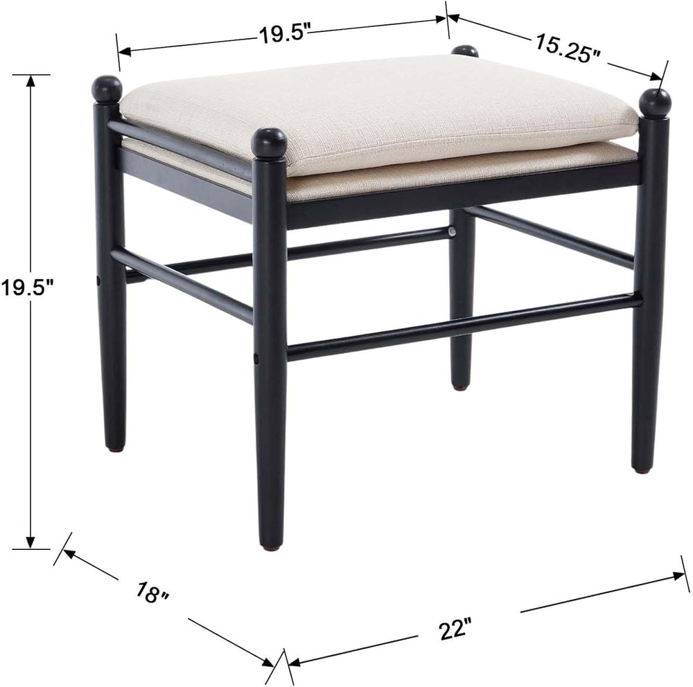 Kmax Ottoman Bench, 19 Inch Tall Vanity Makeup Chairs No Wheels, Upholstered ...