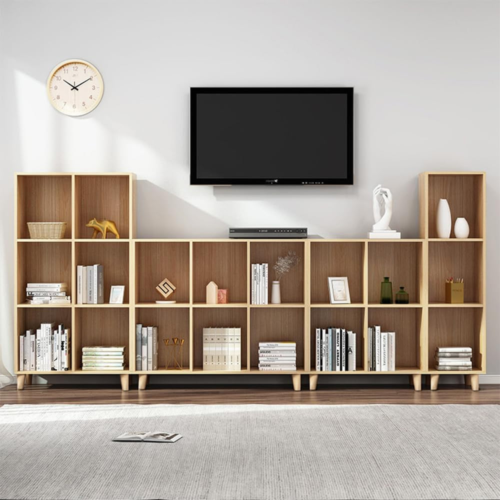 IOTXY Open Cube Low Bookcase - 3-Tier Freestanding Storage Display Cabinet Or...