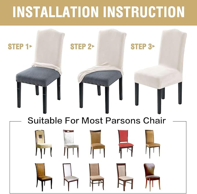 H.VERSAILTEX Dining Chair Covers Velvet Stretch Chair Covers for Dining Room ...
