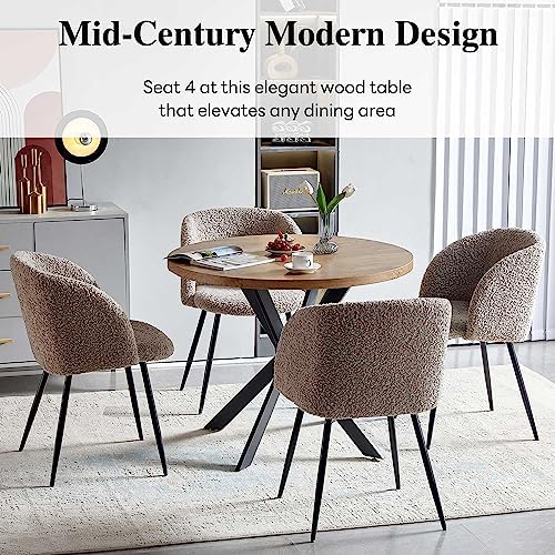 NORDICANA 5 Piece Dining Table and Chair Set, 37-Inch Engineered Wood Round T...