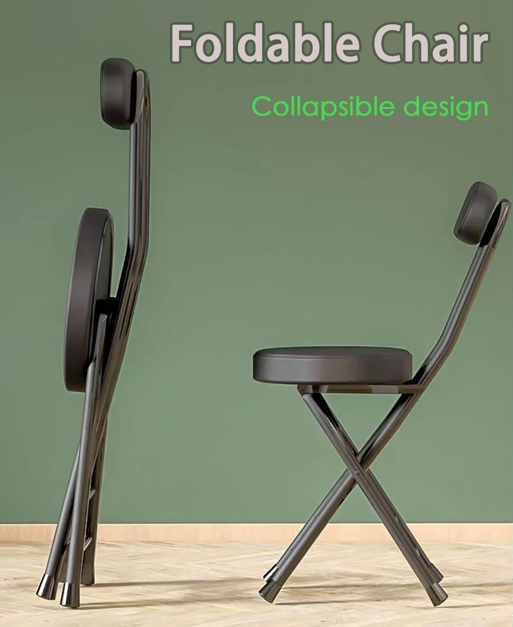 18inch Counter Height Folding Stools for Adults, Cushioned Padded Folding Bar...