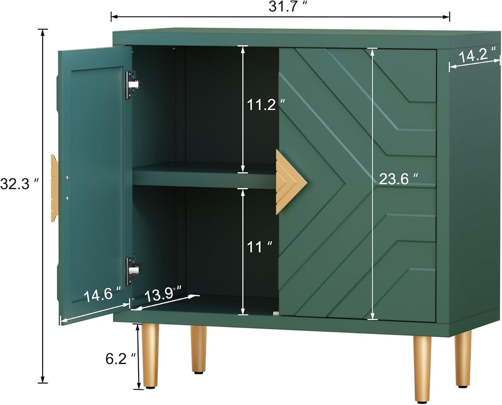 HLR 31.7'' Modern Sideboard Storage Cabinet with 2 Doors, Green