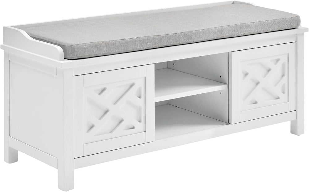 Coventry Modern Entryway Bench with Cushion – 45-Inch Storage Bench with 3 Cu...