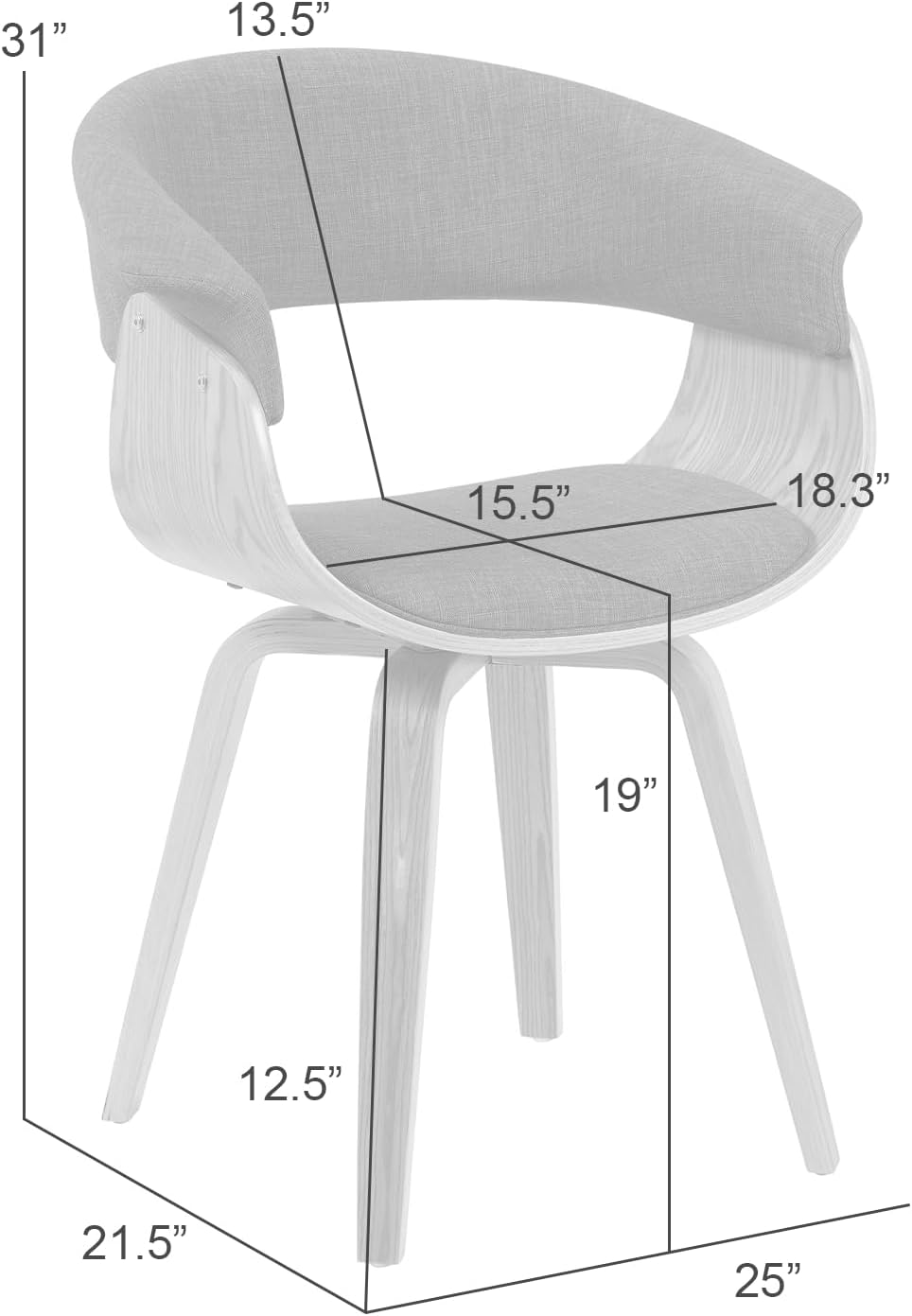 Armen Living Summer Mid-Century Upholstered Dining Chair in Green and Pattern...