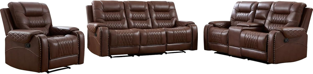 EBELLO 3PCS Faux Leather Recliner Sofa Furniture Set, Included Recliner Chair...