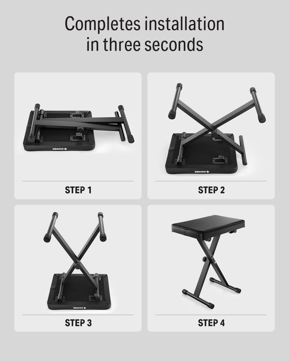 Donner Piano Bench, Adjustable Keyboard Bench Portable Stool Collapsible Chai...