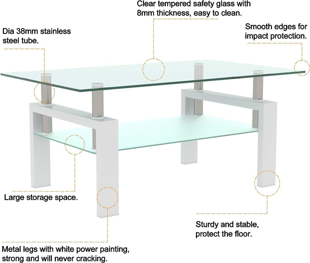 Living Room Tables Set,3 Piece Glass Coffee Table and End Tables Set for Livi...