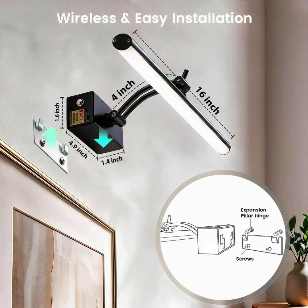 Yuichoy 2 Pack Picture Lights for Wall Battery Operated, 16 inch Wireless Art...