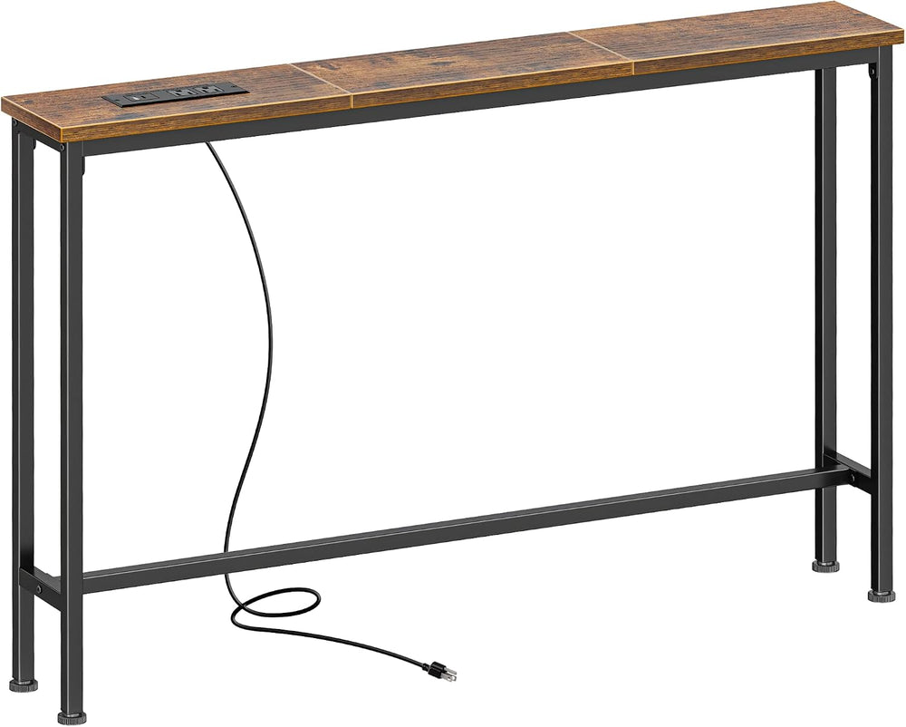 SUPERJARE 39.4 inch Narrow Behind Couch Table with Charging Stations | Power ...