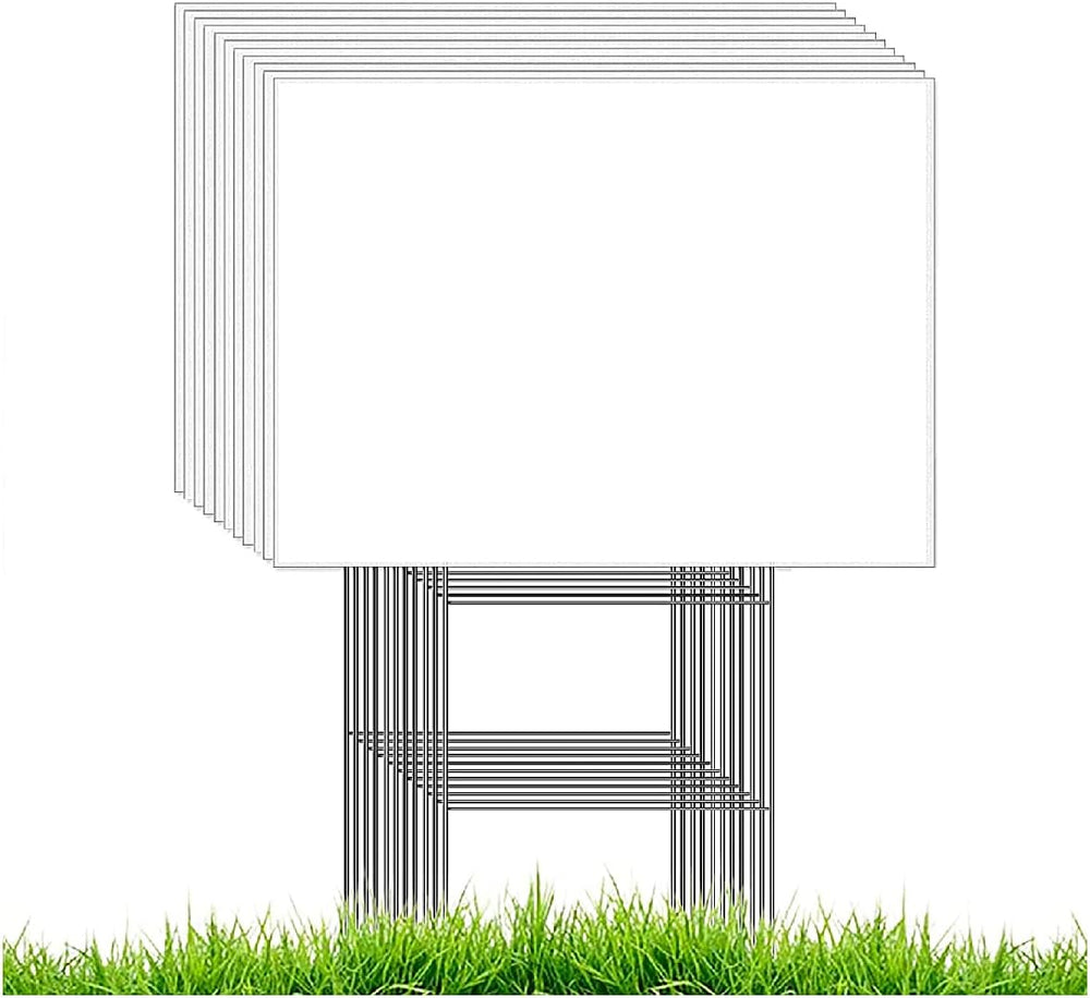 Blank Yard Signs, 5 Pack (White) Signs 18x24 inch x 4 mm & 5 Metal Stake ...