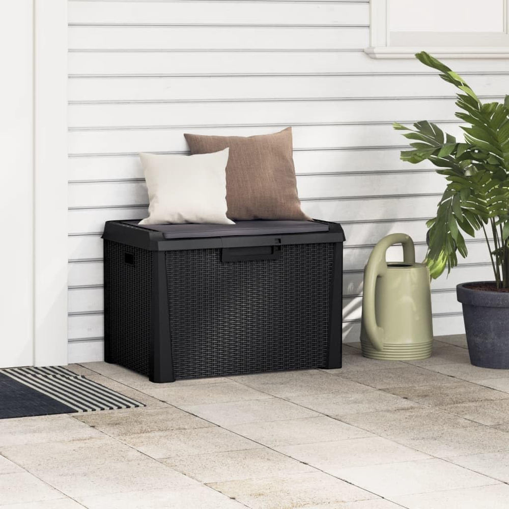 Anthracite Garden Storage Box 125L Polypropylene Medium Outdoor Patio Seat wi...