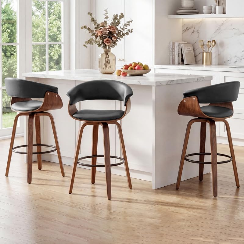 26 Inch Counter Height Stools Set of 3, Mid Century Modern Counter Stool with...