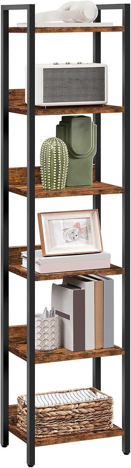 MAHANCRIS Bookshelf, 6-Tier Bookcase, Standing Book Shelf for Small Space, St...