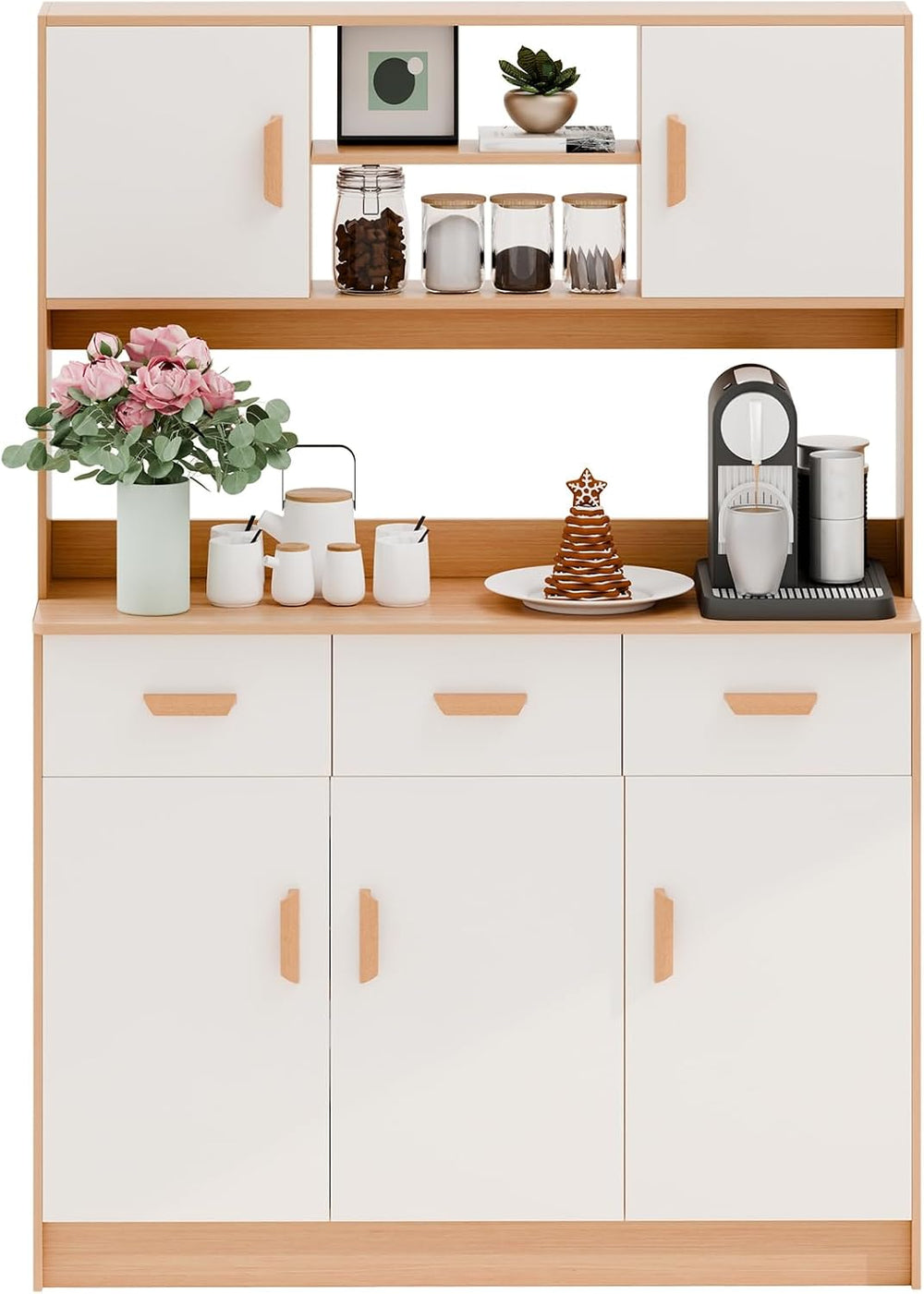 Talent Star 70" Tall Pantry Cabinet, Kitchen Storage Cabinet, Wood Stora...