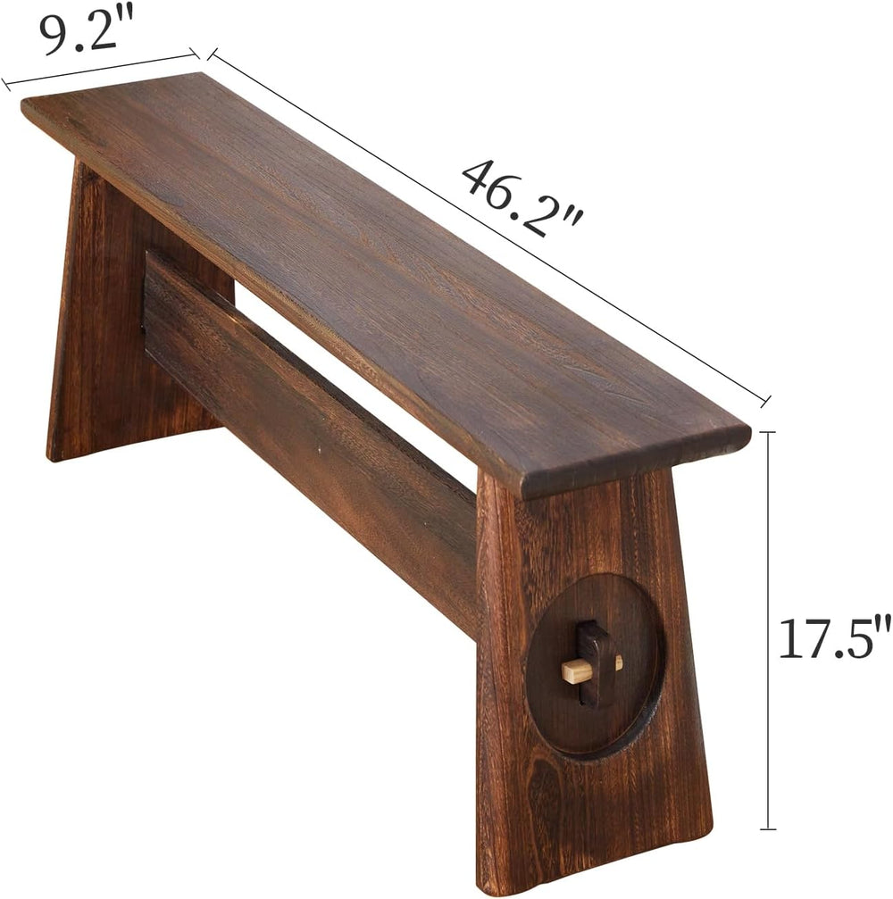 Farmhouse Skinny Narrow Entryway Bench, Rustic Dark Brown Wood | Multi‑purpos...