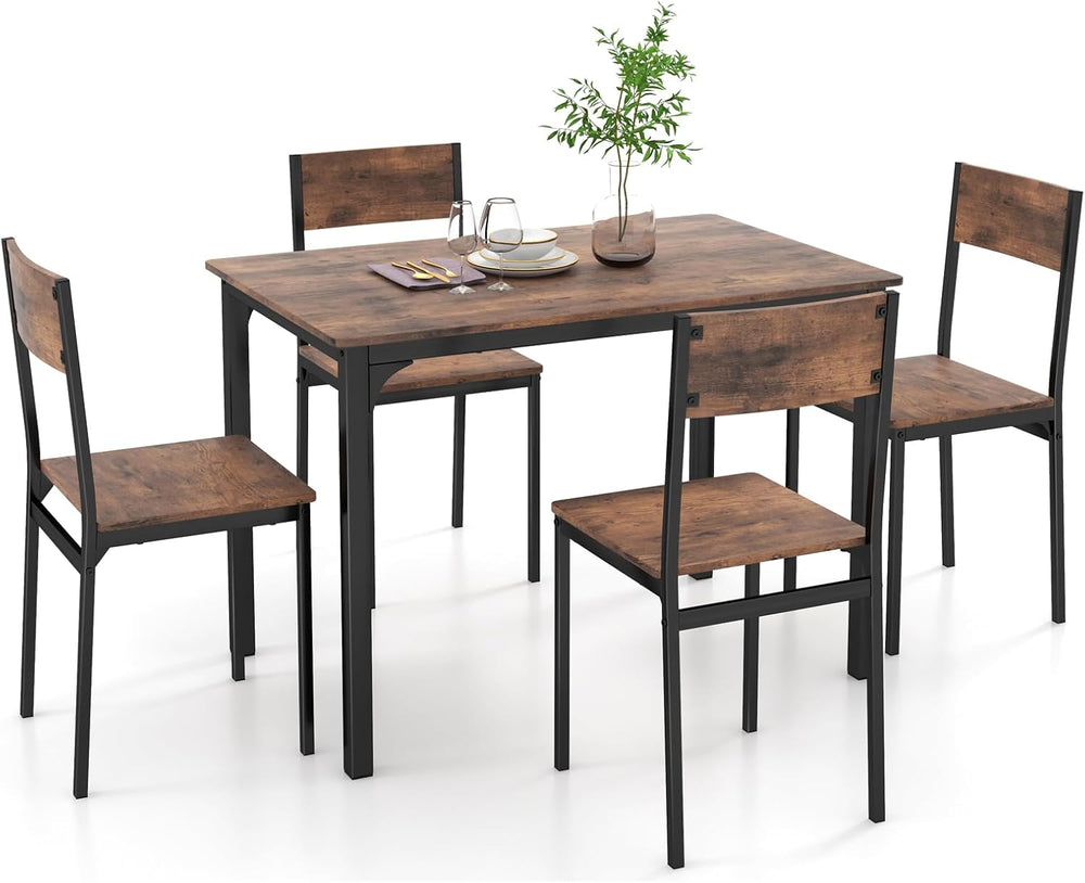 GOFLAME 5-Piece Dining Table Set, Industrial Kitchen Table and Chairs for 4 w...