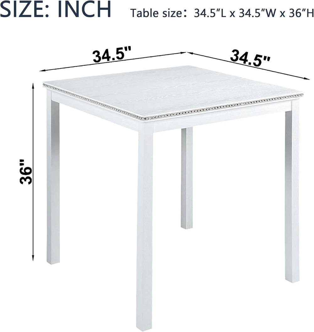 LUMISOL Wood Square Dining Table for 4, Farmhouse Counter Height Kitchen Tabl...