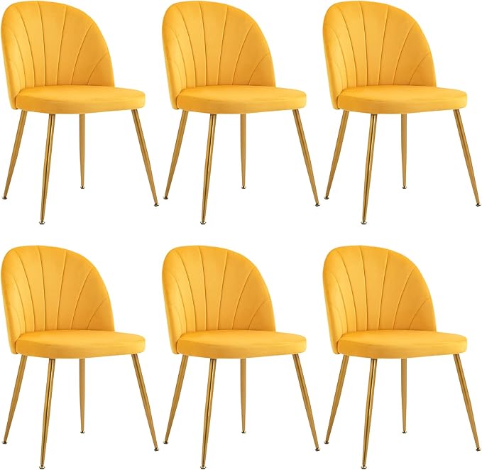 Velvet Dining Chairs Set of 6, Upholstered Mid Century Modern Dining Chairs, ...