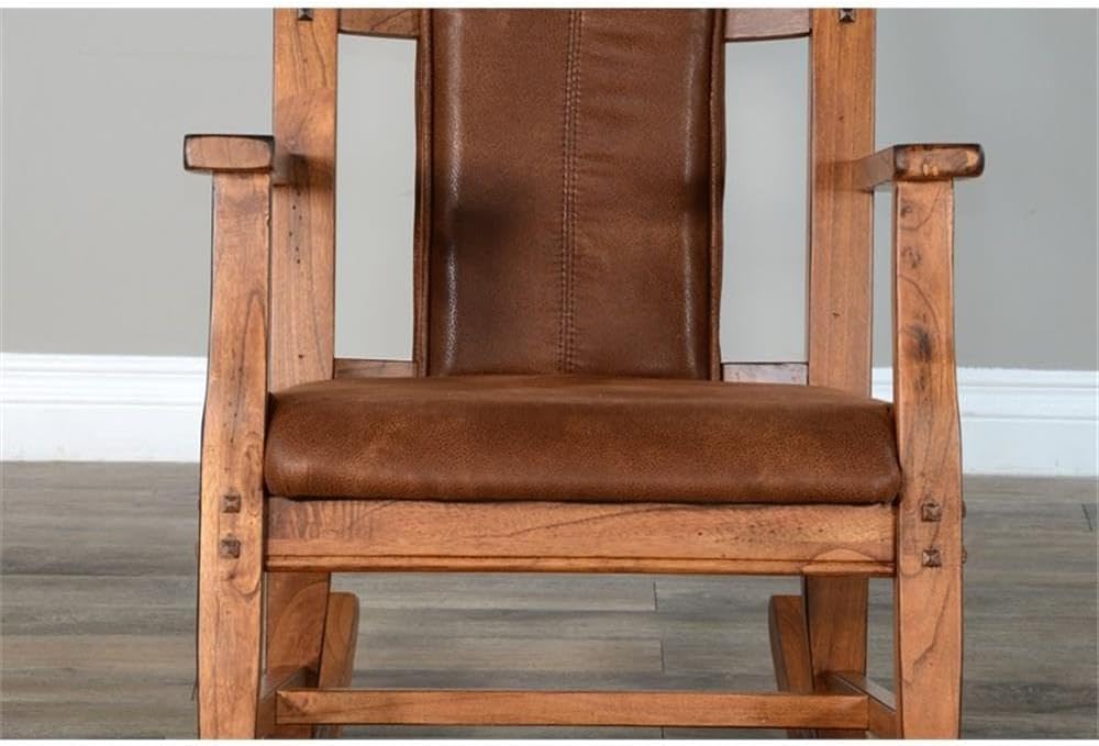 Pemberly Row Set of 2 Farmhouse Mindi Wood Rocking Chair in Rustic Oak
