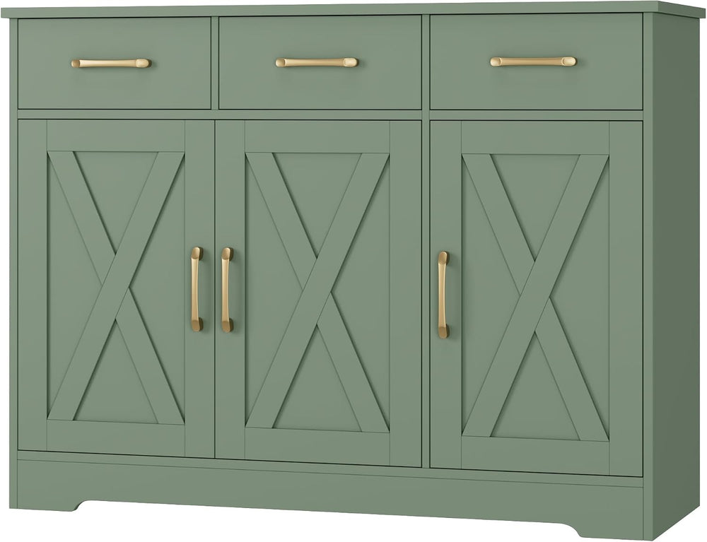 HOSTACK Kitchen Buffet Cabinet with Storage, Sideboard Coffee Bar, Green
