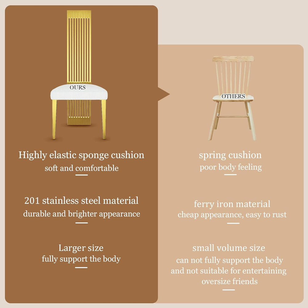 White and Gold Dining Chairs Set of 2, Upholstered Boucle Dining Room Chairs ...