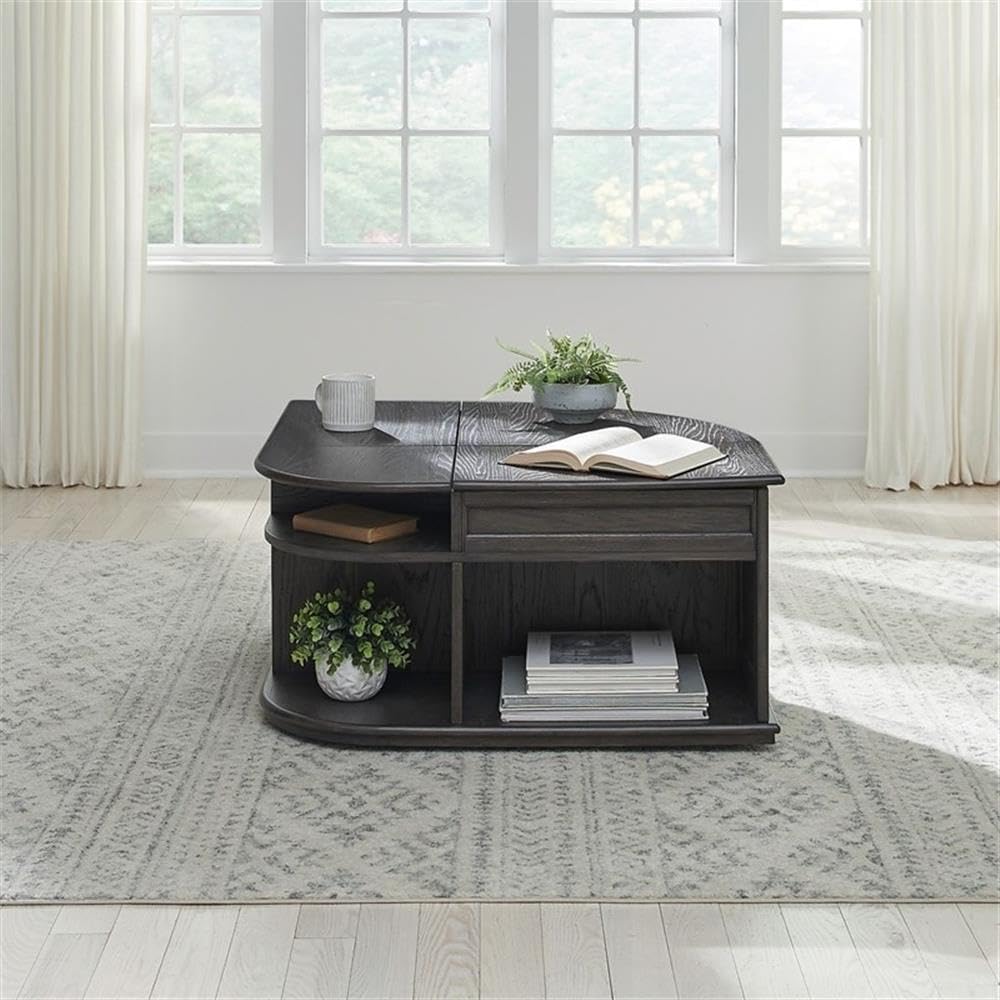 Pemberly Row 3 Piece Table Set, Rubberwood and Oak Veneers, Aged Oak Finish, ...