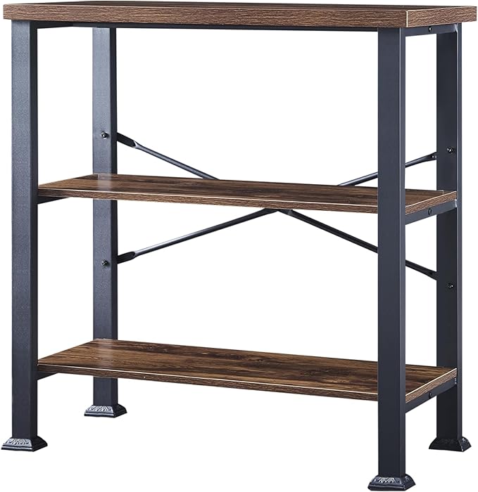HOMBAZAAR 3 Tier Bookshelf,Rustic Brown Industrial Book Shelf,Engineered Wood...