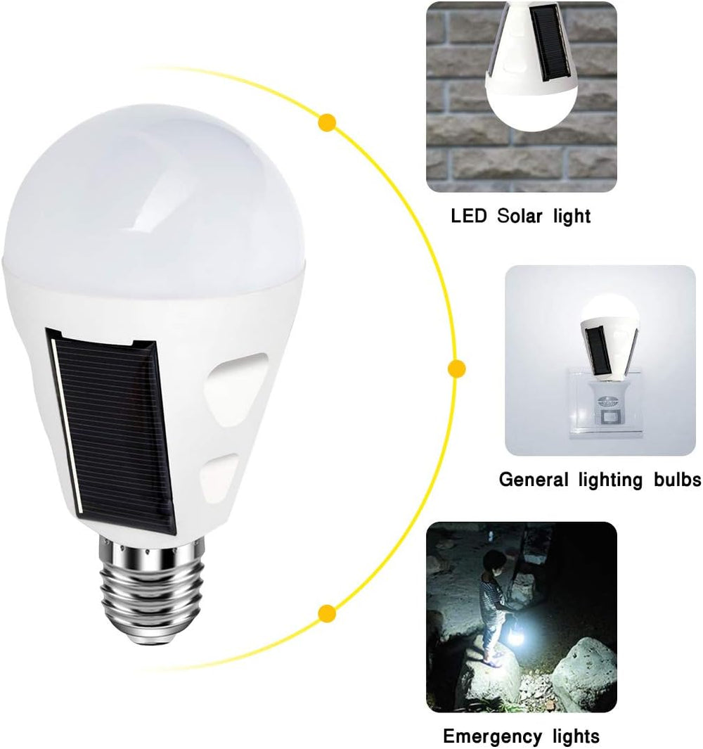 4 Pack LED Solar Emergency Light Bulbs for Home Power Failure, E26/E27 7W Rec...