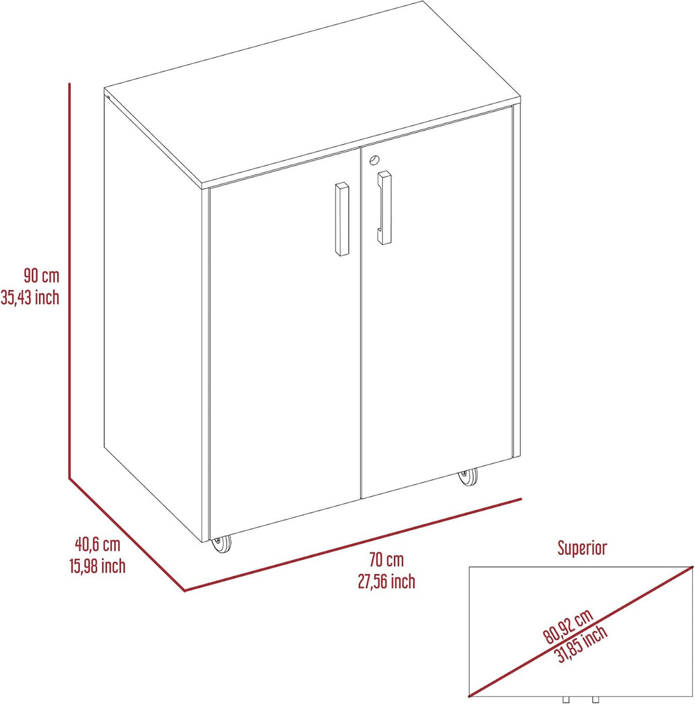 Storage Cabinet Lions, Double Door and Casters, Black Wengue Finish