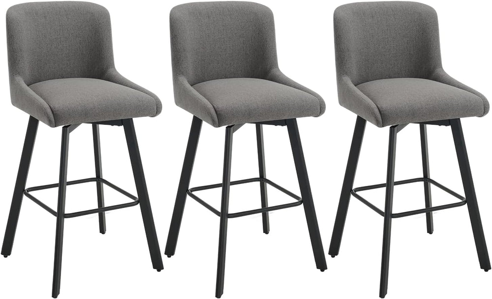 SAECKBERG Swivel Bar Stools Set of 3, 29''H Upholstered Barstools wit...