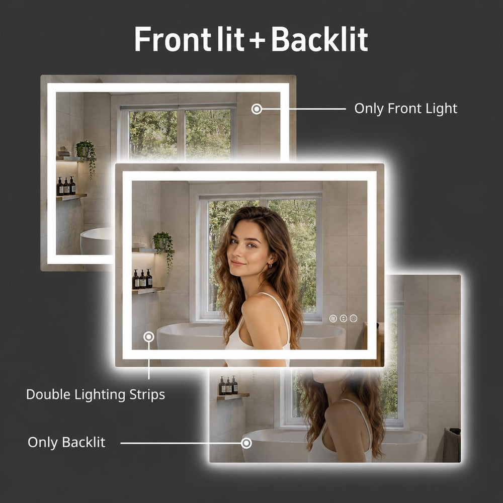 24"x32" LED Bathroom Mirror with Lights, Dimmable Wall Mirror