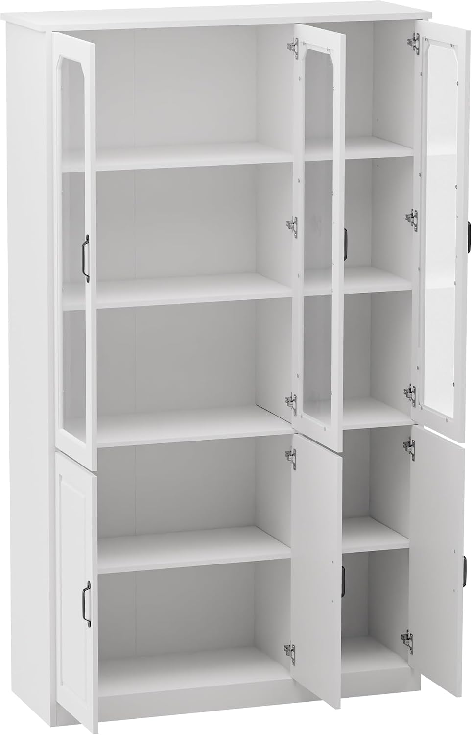 MU 78.7" Tall Kitchen Pantry with 3 Glass Doors, Freestanding China Cabi...
