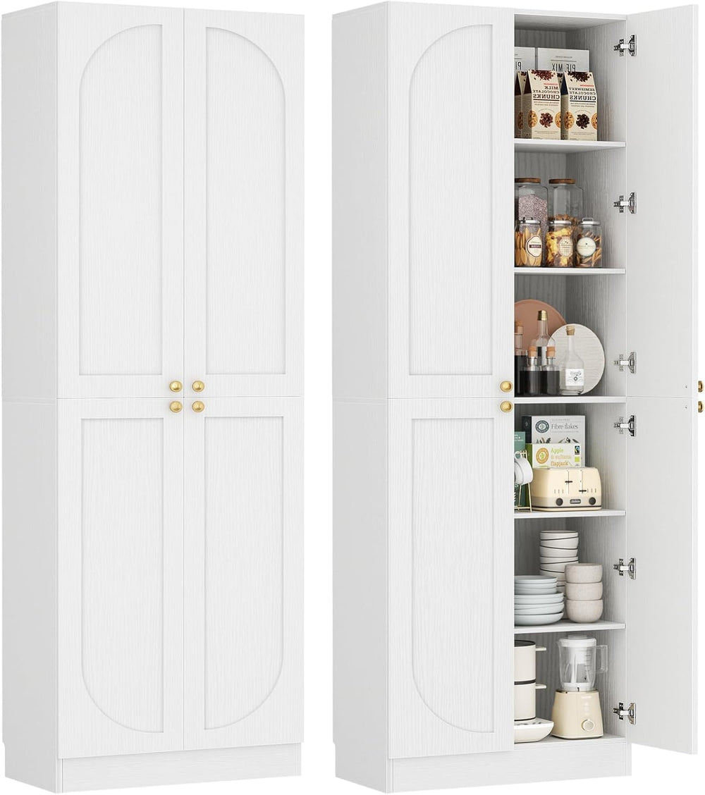 Cyclysio 80" Kitchen Pantry with 4 Soft Close Doors, Seamless Fit Wall |...