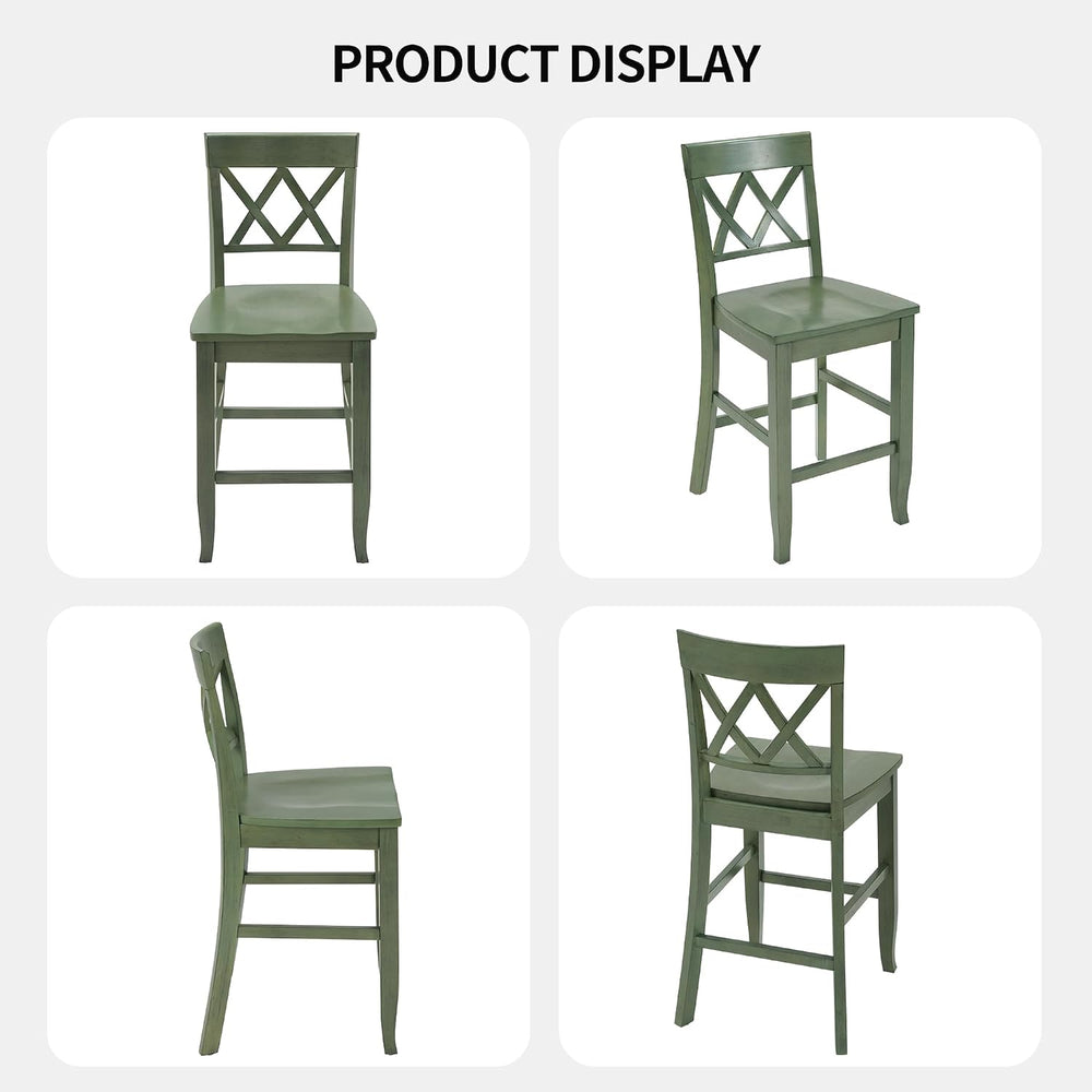 DUHOME 24'' Counter Height Barstools Set of 4, Wood Barstools with Fo...