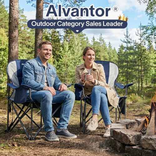 Alvantor Heavy Duty Folding Camping Chair, 500 LBS Oversized Outdoor Chair wi...