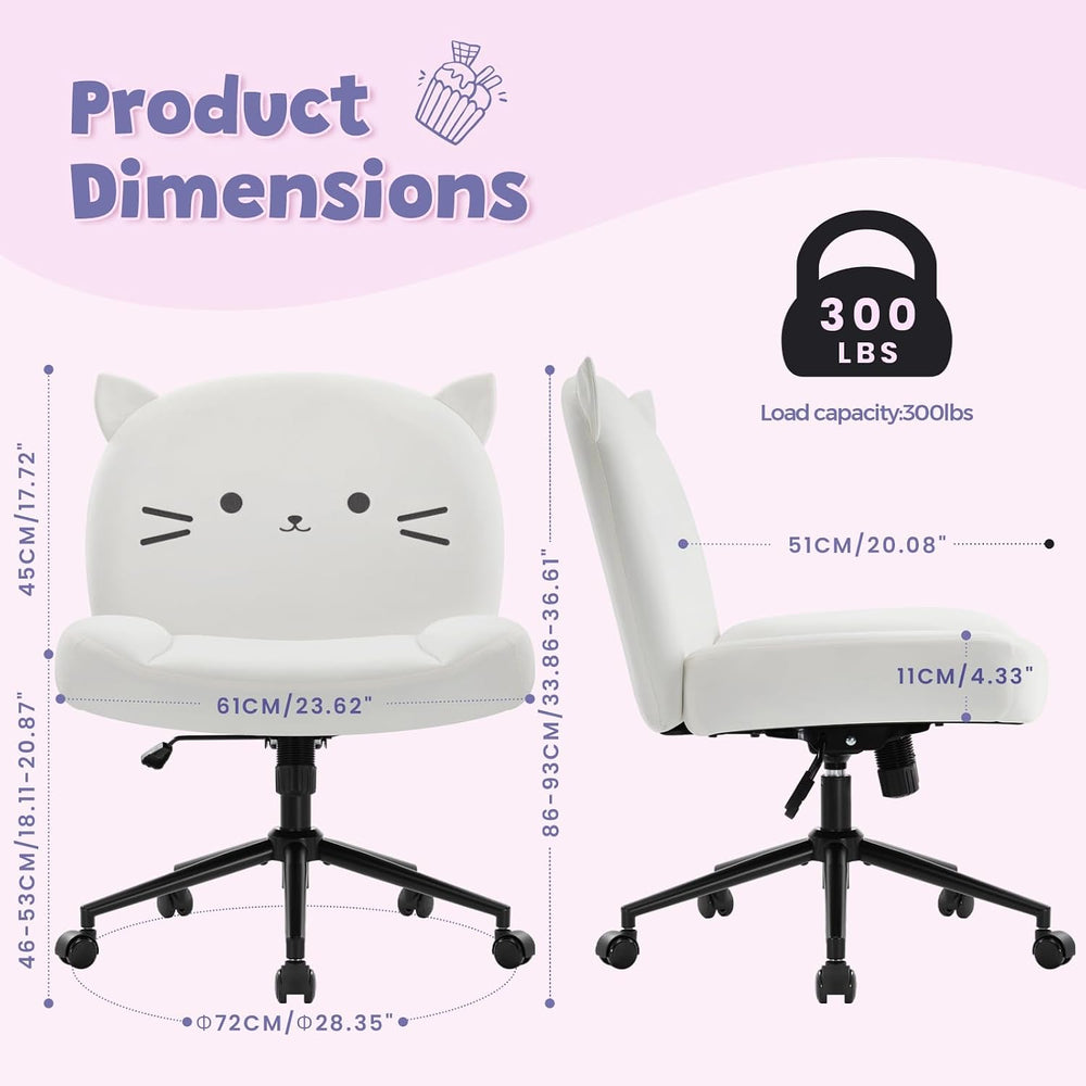 IWMH Cross Legged Office Chair for Home, Vanity Chair with Wide Seat | Ergono...
