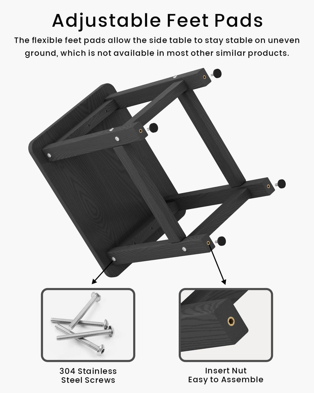 Weatherproof Outdoor Side Table, HDPE Small Outdoor Table for Adirondack, 16....