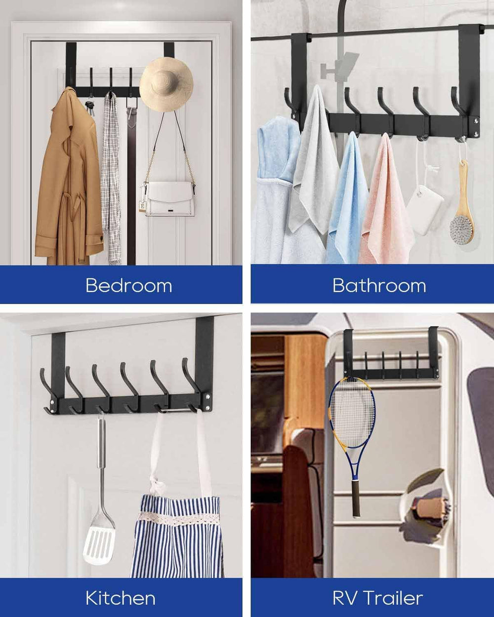 2-Pack Over The Door Hooks, No Assembly Required Door Coat Rack