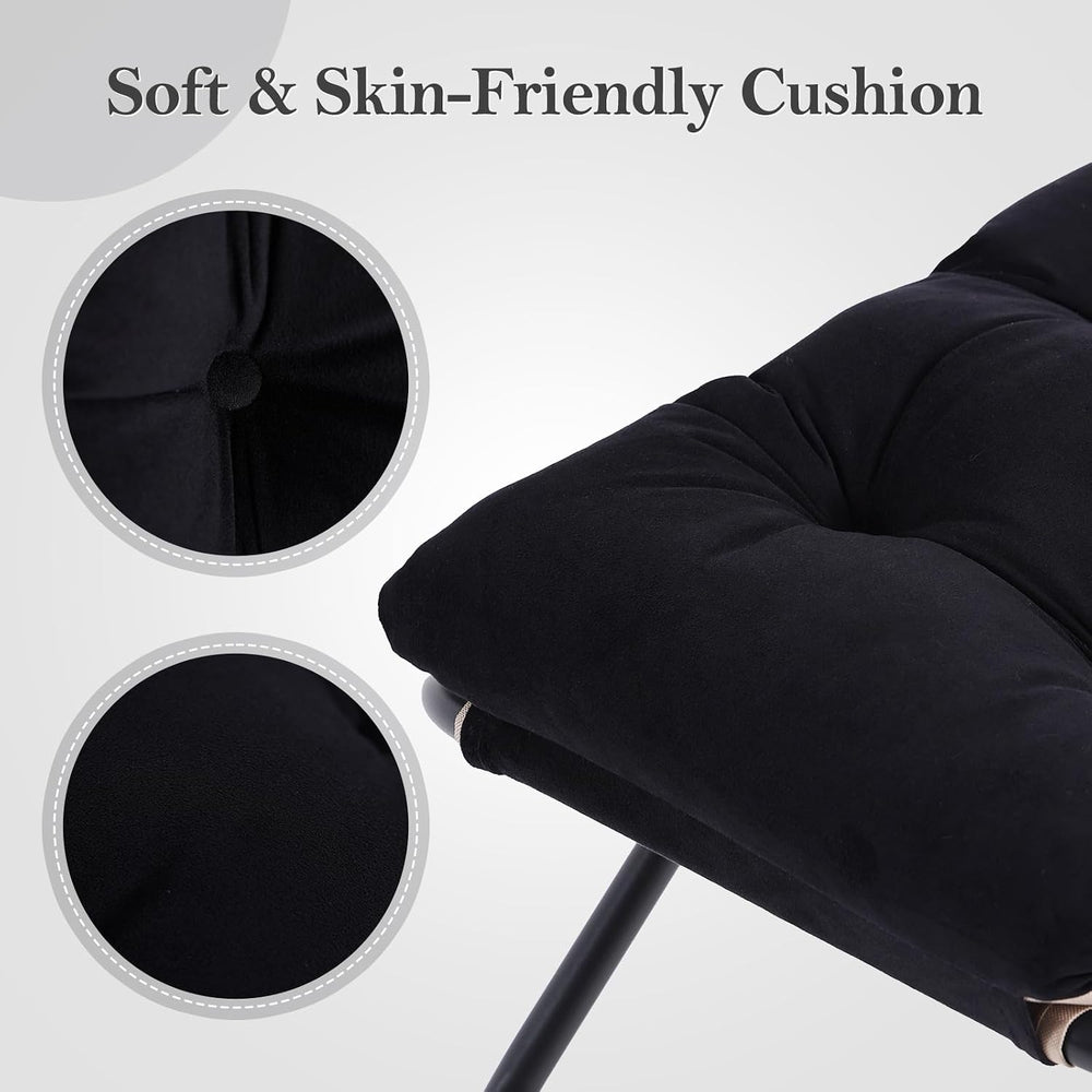 Welnow 16''(H) Folding Ottoman Foot Stool with Detachable Cushion, Bl...