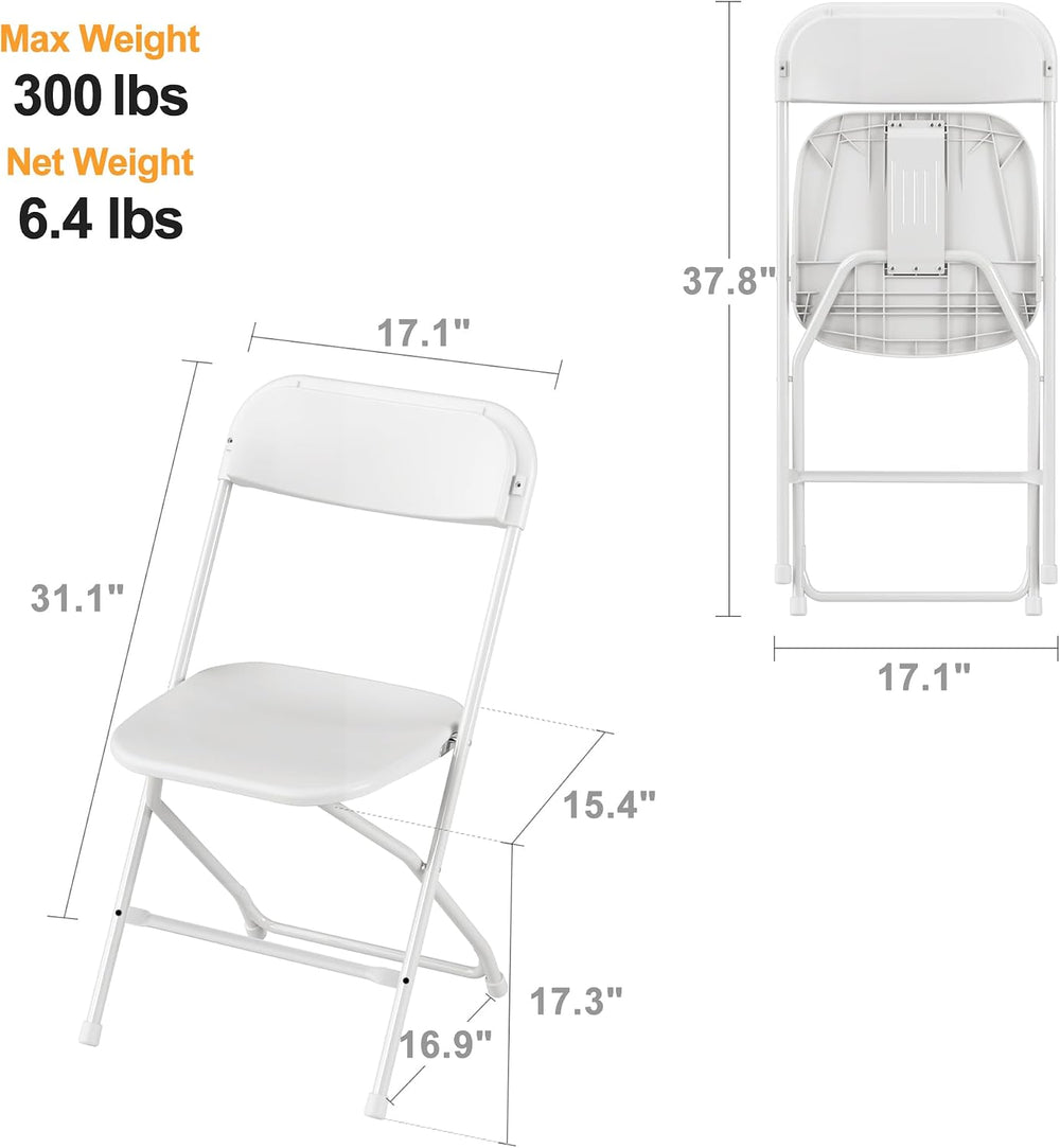 Allpop 4 Pack Plastic Folding Chair, 300lb Capacity, Portable Commercial Chai...