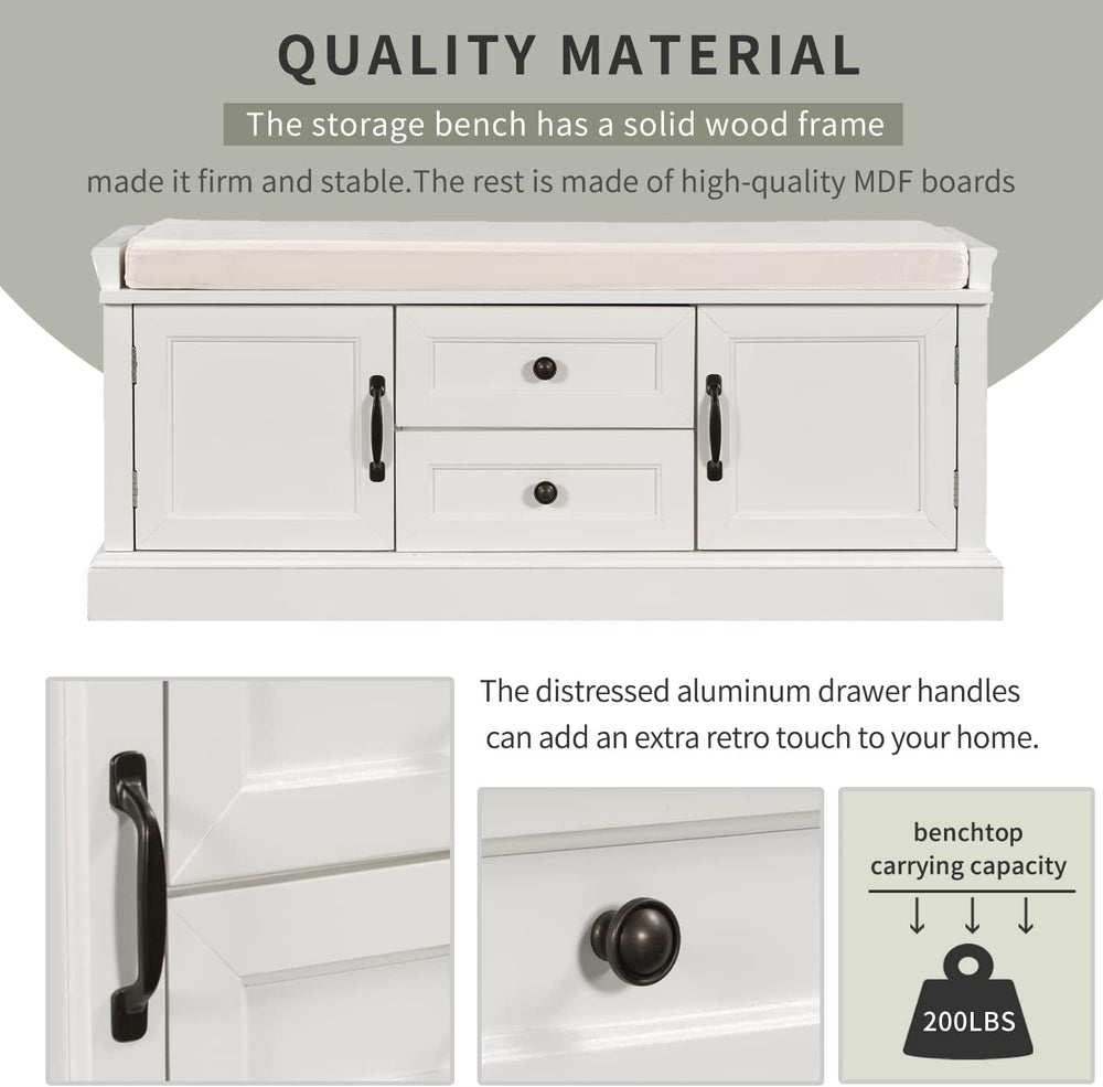 GDFStudio Jasd 42.50" Storage Bench with 2 Drawers and 2 Cabinets, Shoe ...