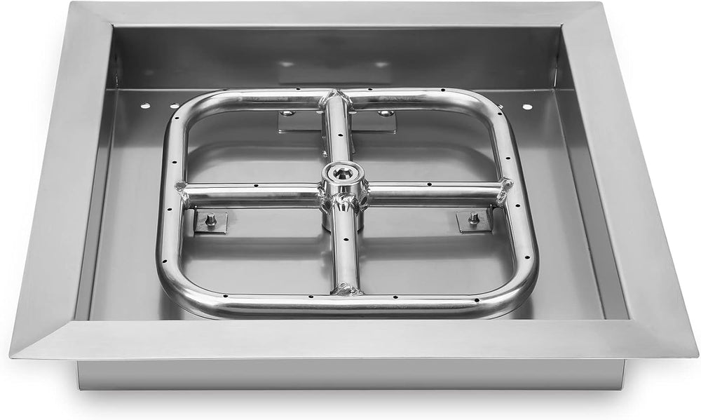 Onlyfire 12" Square Fire Pit Burner Pan with Square Burner Ring, 88,000 BTU