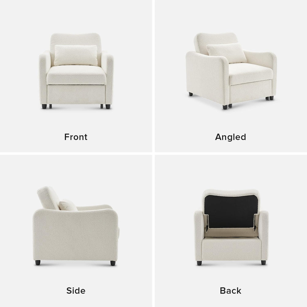 mopio Sophie 4-in-1 Convertible Sleeper Chair Bed, Accent Chair, Chaise Loung...