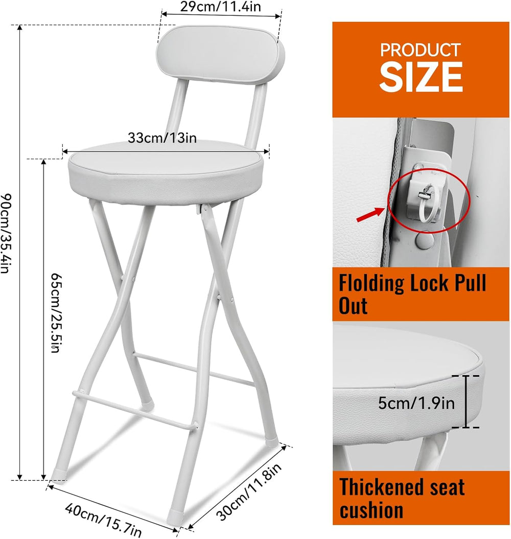 UWEAR Portable Folding Stool,Folding Bar Stool with Back,Leather Padded Count...