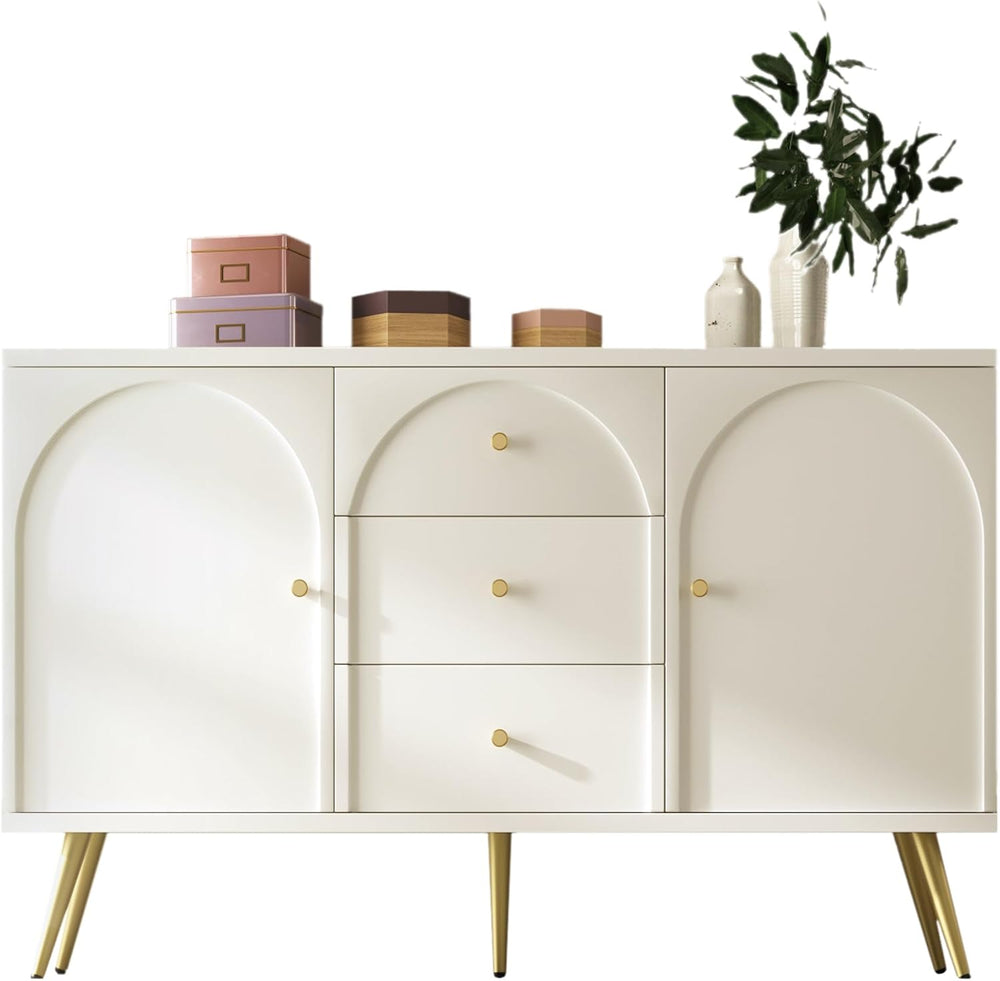 CYJZH Modern Metal Foot Two Door Dining Cabinet, Combining Wood and Metal, Si...