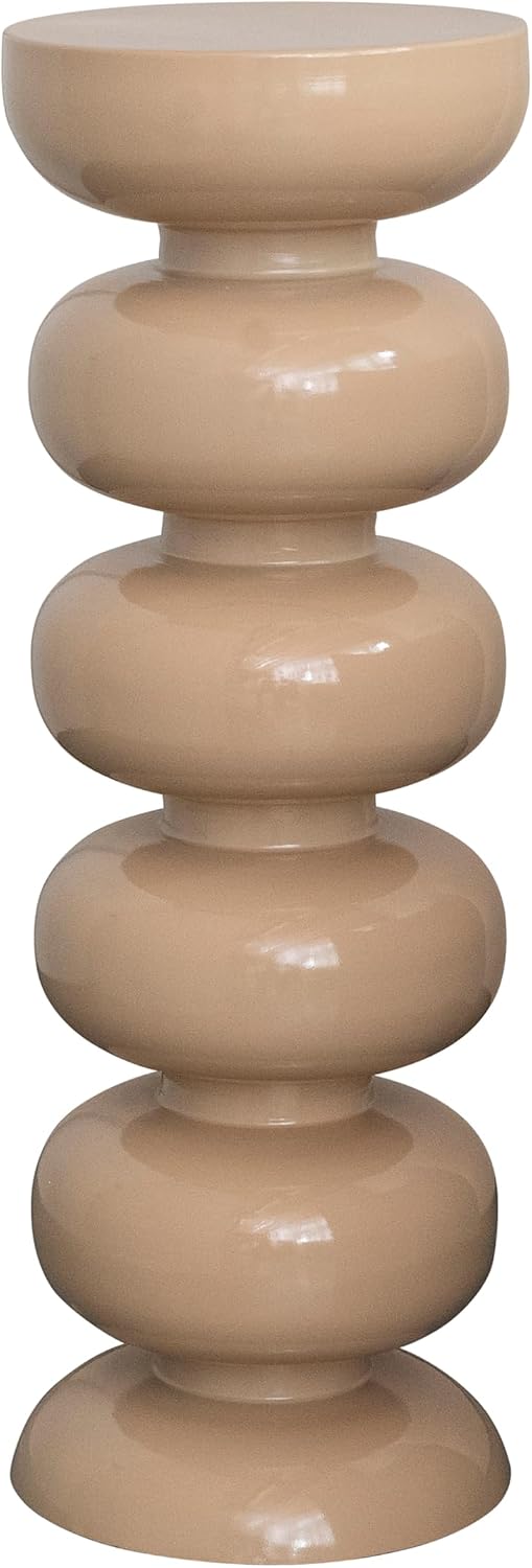 Bloomingville Round Enameled Metal Plant Stand or Martini Table, Cream