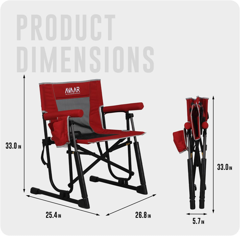 Go-Flow Compact Rocking Camping Chair,Durable Armrests,Drink Holder & Com...