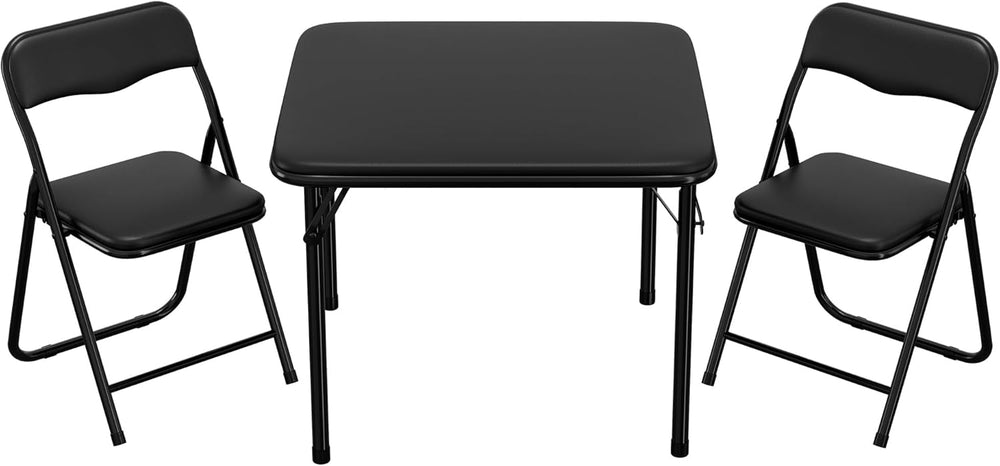 IDEALHOUSE Boys and Girls Folding Table and Chairs Set of 3, Portable Table a...