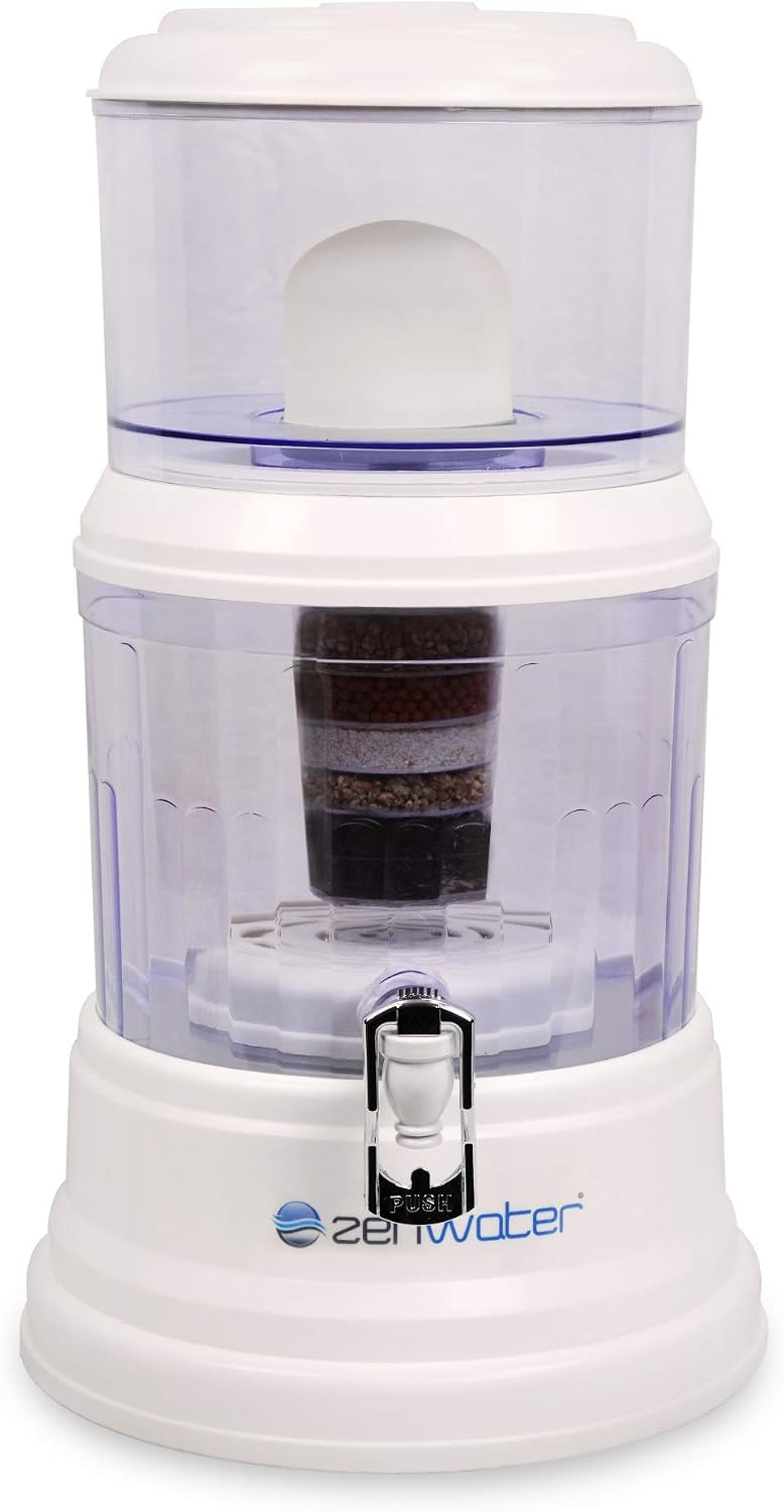 ZENWATER 4-Gallon Countertop Gravity Water Filter System - Portable Alkaline ...
