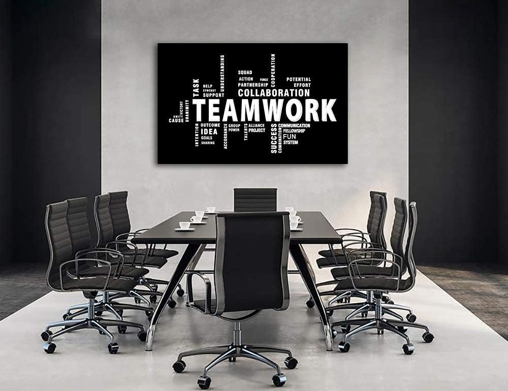 Teamwork Canvas Wall Art - Large Framed Motivational Quotes Artwork Modern Ho...